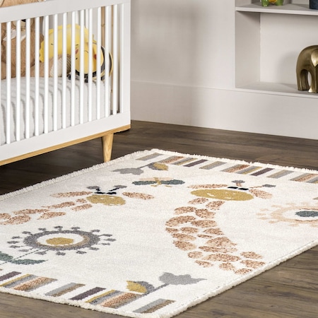 Nuloom Avianna Giraffe Kids Fringe Area Rug 4ft x 6ft KKPL08A-406